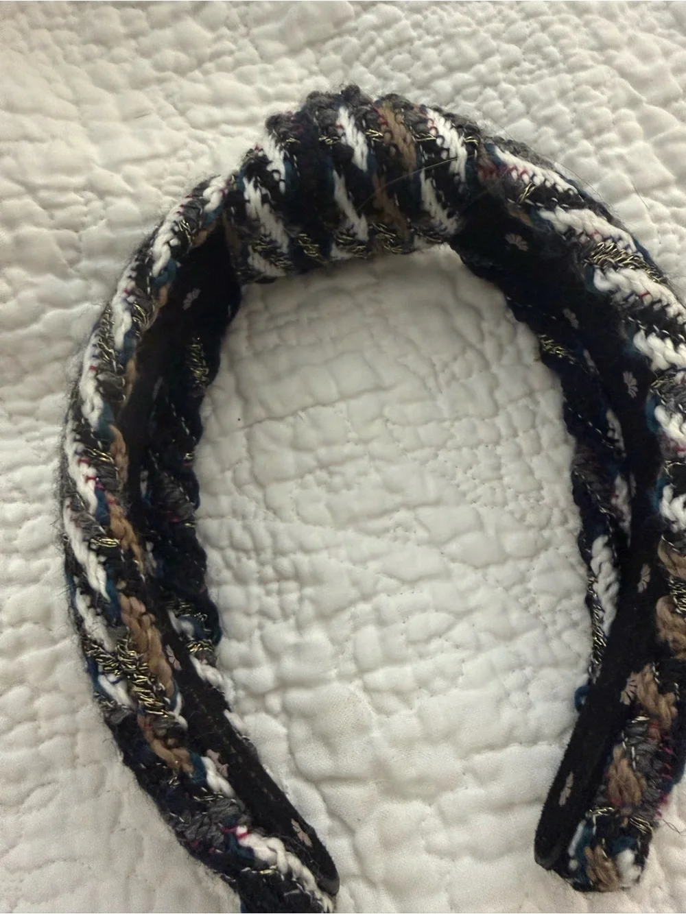 Lele Sadoughi multi colored tweed knot headband